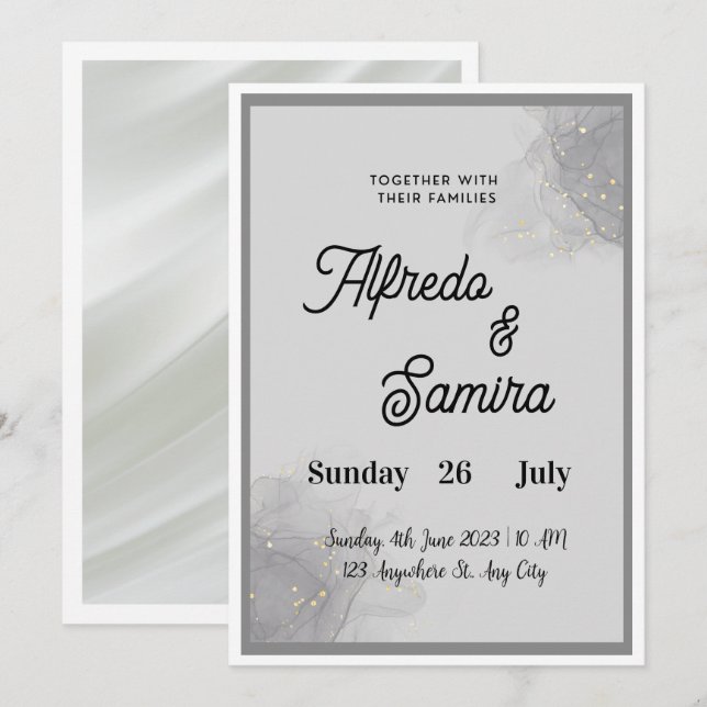 Convite de Casamento com Letra Clássica (Frente/Verso)