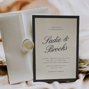 Convite de Casamento com Letra Clássica Preto