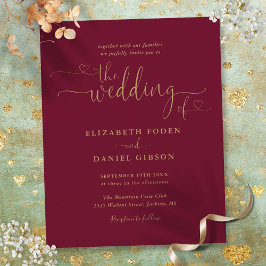 Convite de Casamento com Letra de Coração de Ouro 