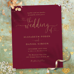 Convite de Casamento com Letra de Coração de Ouro 