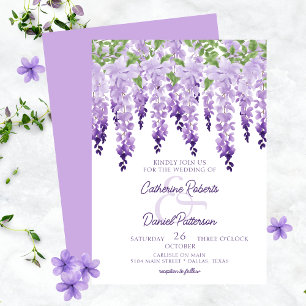 Convite de Casamento com Letra Elegante Floral de