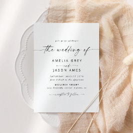 Convite de Casamento com Letra Elegante Moderna