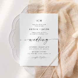 Convite de Casamento com Letra Elegante Moderna
