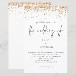 Convite de Casamento com Letra em Glitter Dourado 