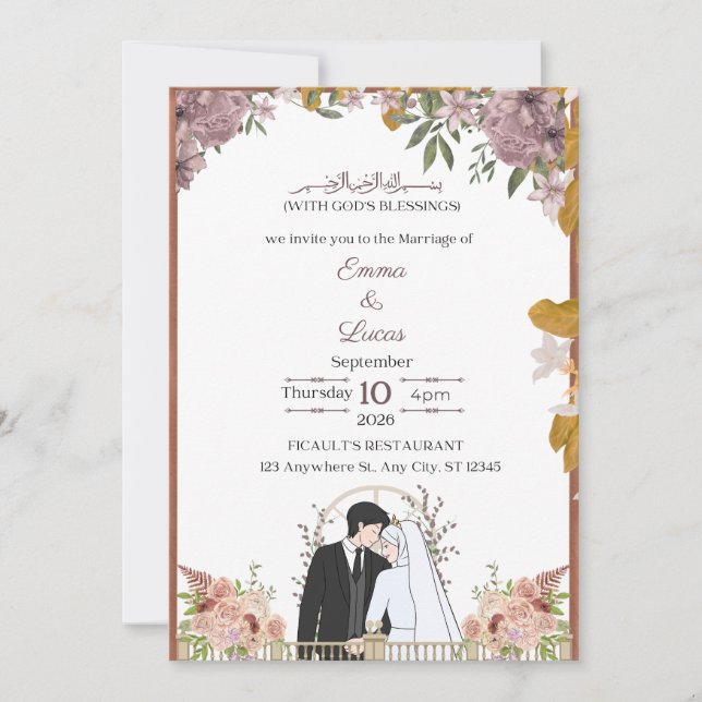 Convite de Casamento com Letra Moderna Minimalista (Frente)