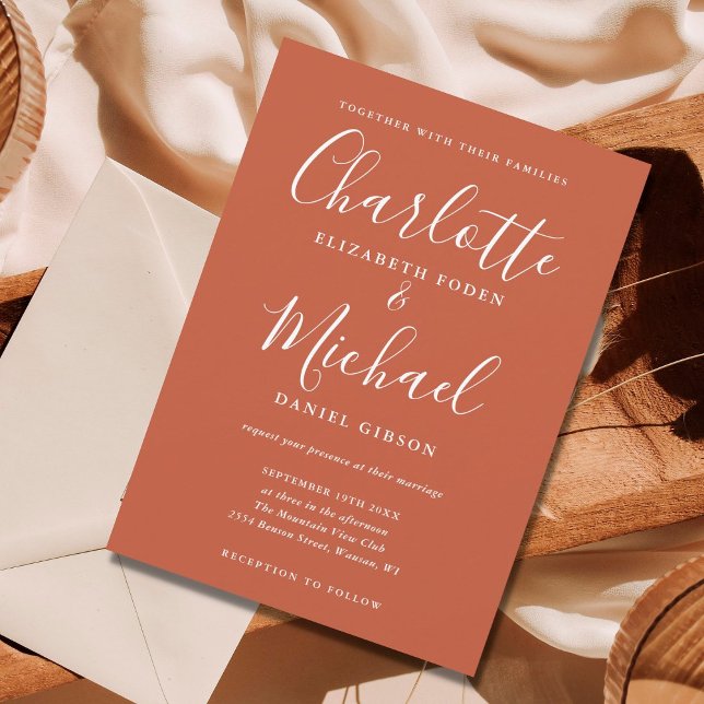 Convite de Casamento com Letra Terracota Minimalis (Criador carregado)