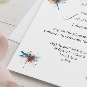 Convite de Casamento com Libélula em Cartão Postal