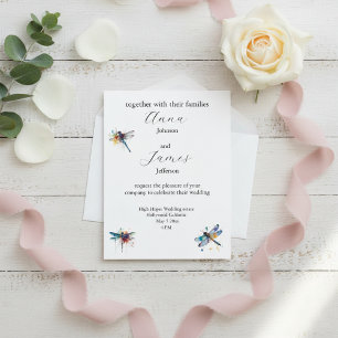 Convite de Casamento com Libélula em Cartão Postal