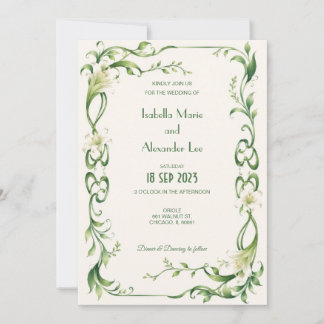 Convite de Casamento com Lírio Calla Art Nouveau