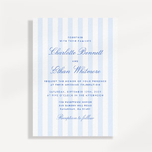 Convite de Casamento com Listras Azuis