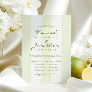 Convite de Casamento com Listras Verde Oliva
