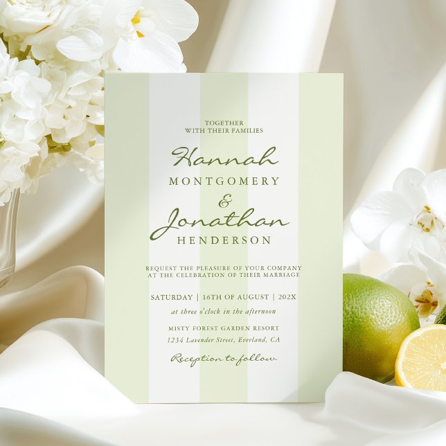 Convite de Casamento com Listras Verde Oliva (Criador carregado)