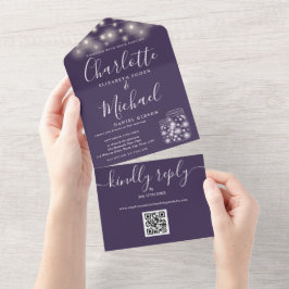 Convite de Casamento com Luzes de Corda em Potes d