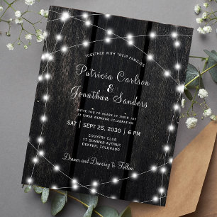 Convite de casamento com luzes de madeira de celei