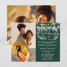 Convite de Casamento com Luzes Esmeralda Verde Orç