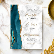 Convite de Casamento com Mármore Ágata Dourado Ver