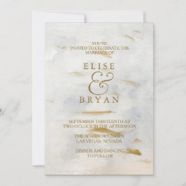 Convite de Casamento com Mármore Branco Dourado Aq