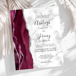 Convite de Casamento com Mármore de Ágata Prata de