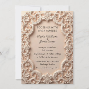 Convite de Casamento com Moldura Barroca Ivory Blu