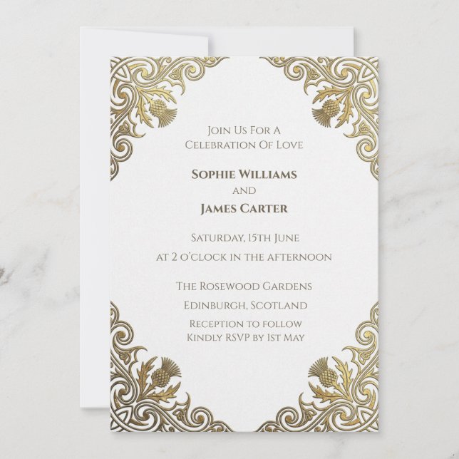 Convite de Casamento com Moldura Botânica em Verde (Frente)