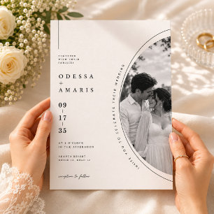 Convite de Casamento com Moldura Circular Elegante