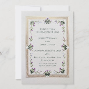 Convite de Casamento com Moldura de Flores Silvest