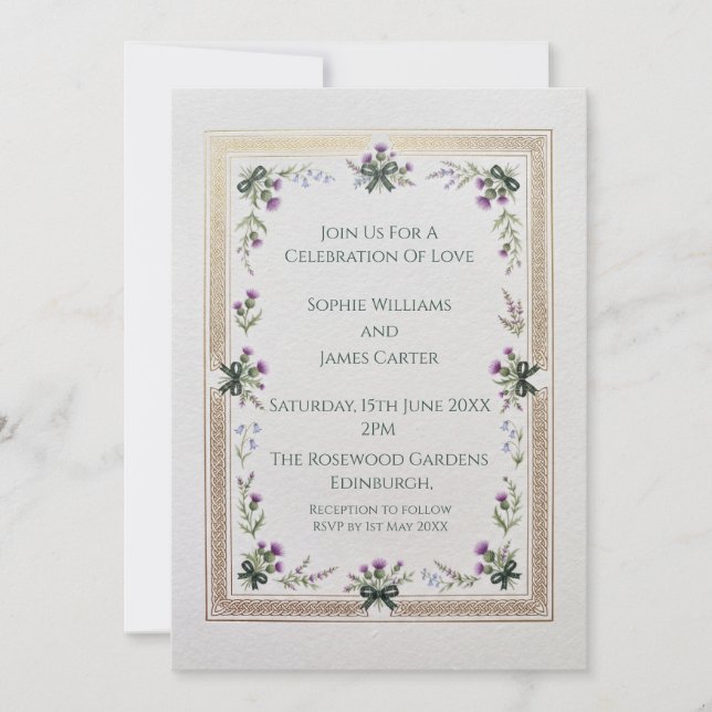 Convite de Casamento com Moldura de Flores Silvest (Frente)