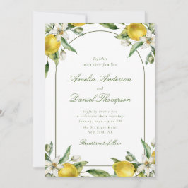 Convite de Casamento com Moldura de Limão e Floral