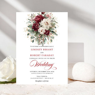 Convite de Casamento com Moldura de Ouro Branco Bo