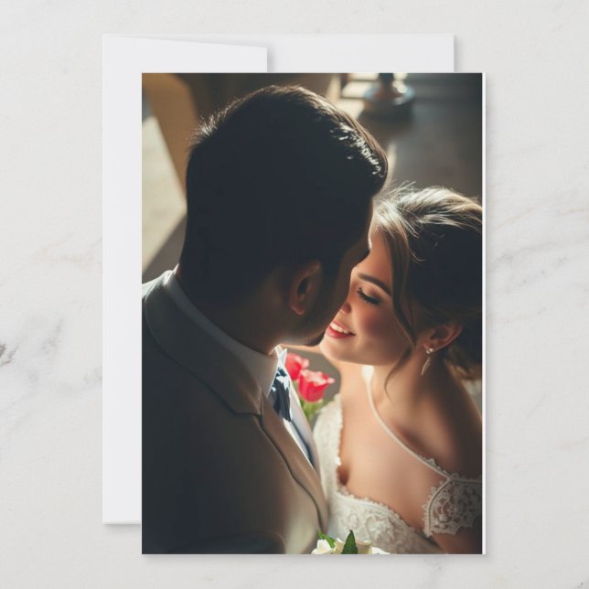 Convite de Casamento com Moldura de Ouro Elegante (Verso)