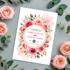 Convite de Casamento com Moldura de Rosa Circular