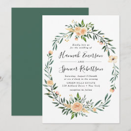 Convite de Casamento com Moldura de Rosas Pêssego