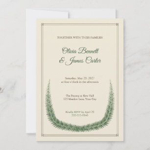 Convite de Casamento com Moldura de Samambaia Botâ