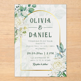 Convite de Casamento com Moldura Dourada de Eucali