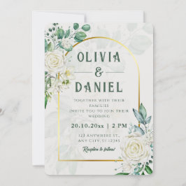 Convite de Casamento com Moldura Dourada de Eucali