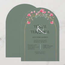 Convite de Casamento com Moldura Dourada e Flores 