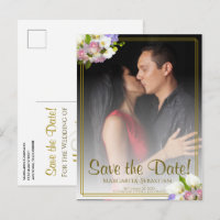 Convite de Casamento com Moldura Dourada Floral Pa