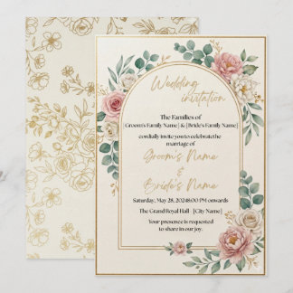 Convite de Casamento com Moldura Floral de Luxo