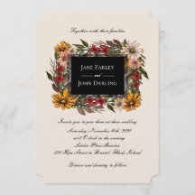 Convite de Casamento com Moldura Floral de Outono