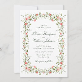 Convite de Casamento com Moldura Floral Romântica