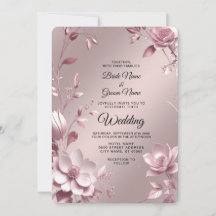 Convite de Casamento com Moldura Floral Rosa Delic