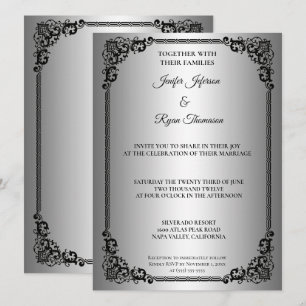 Convite de casamento com moldura moderna elegante