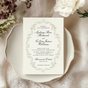 Convite de Casamento com Moldura Ornata Verde Sálv