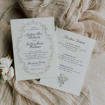 Convite de Casamento com Moldura Ornata Verde Sálv