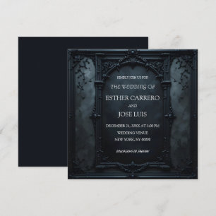 Convite de Casamento com Moldura Quadrada Gótica
