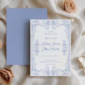 Convite de Casamento com Moldura Vintage Elegante