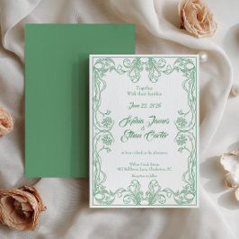 Convite de Casamento com Moldura Vintage Elegante