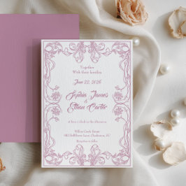 Convite de Casamento com Moldura Vintage Elegante