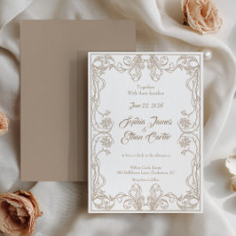 Convite de Casamento com Moldura Vintage Elegante