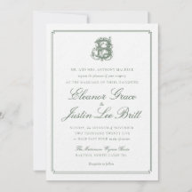 Convite de Casamento com Monograma "B" Verde Escur